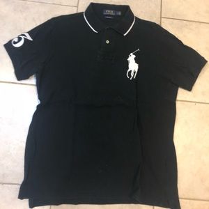 MENS SZ LARGE BLACK BIG PONY RALPH LAUREN POLO